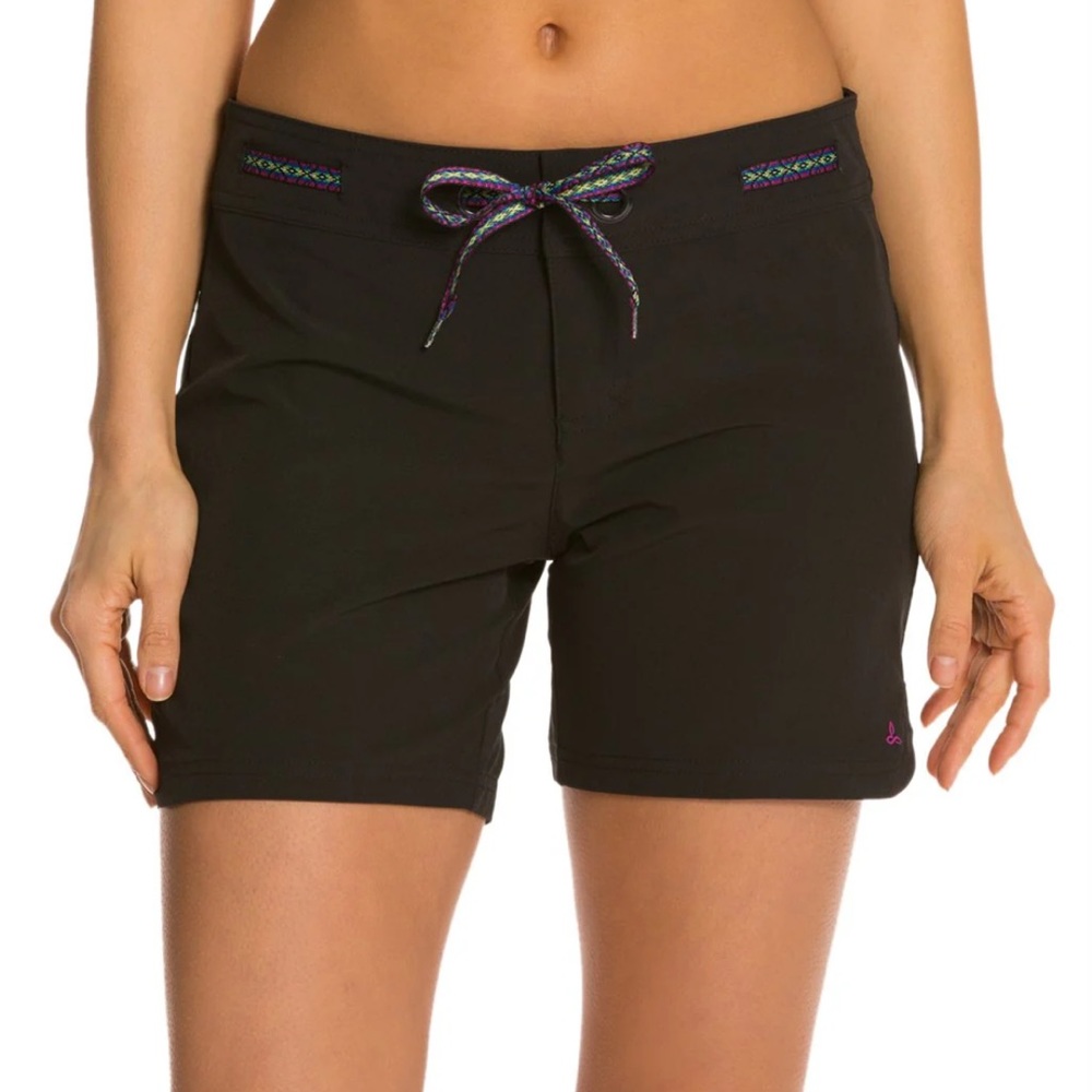 prAna Silvana Boardshorts Black Drawstring Performance Swim